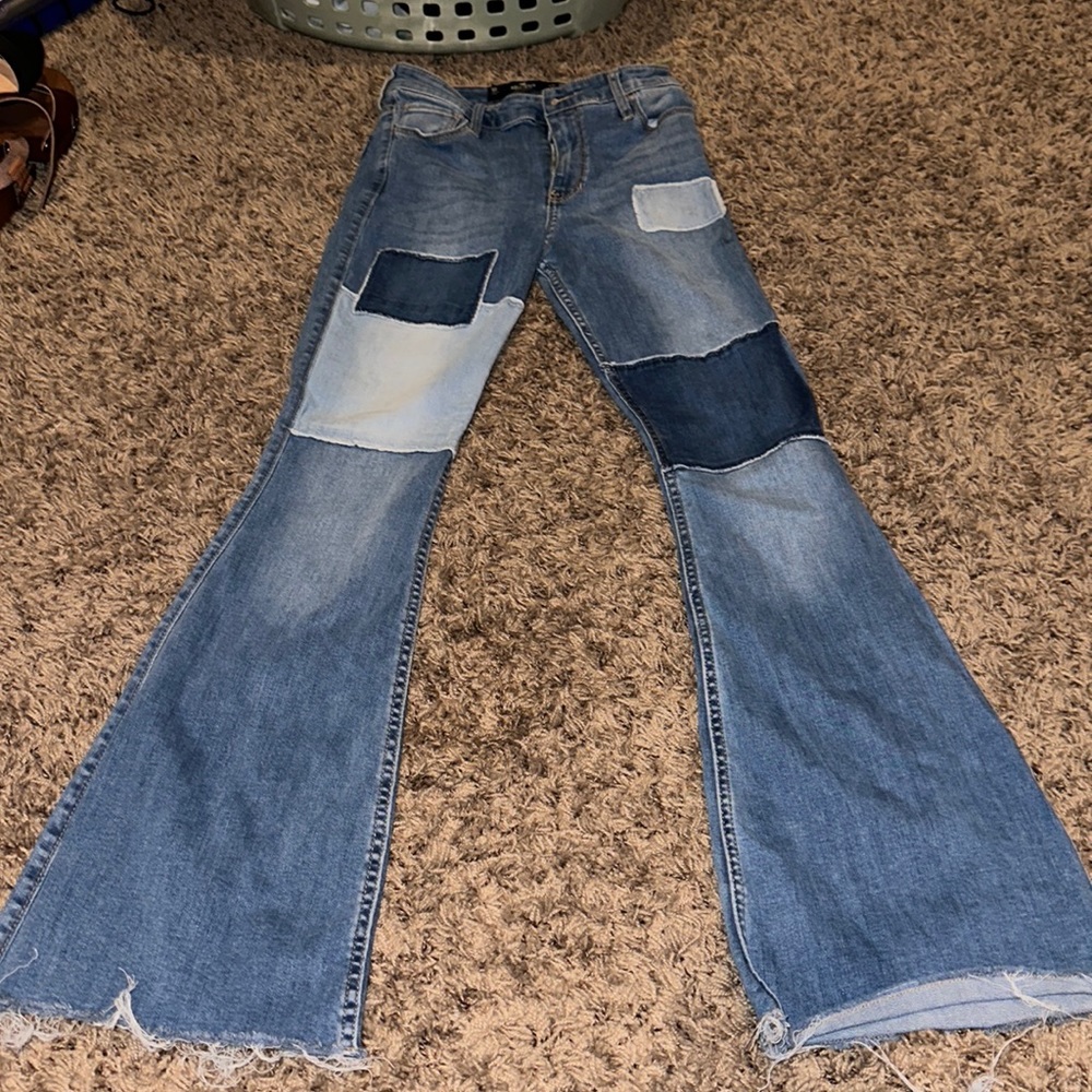 Hollister high waisted bootcut patch jeans